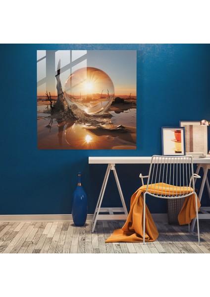 Eriyen Güneş Cam Baskı - Çöl, Çağdaş, Cam Sanatı, Çöl, 30X30