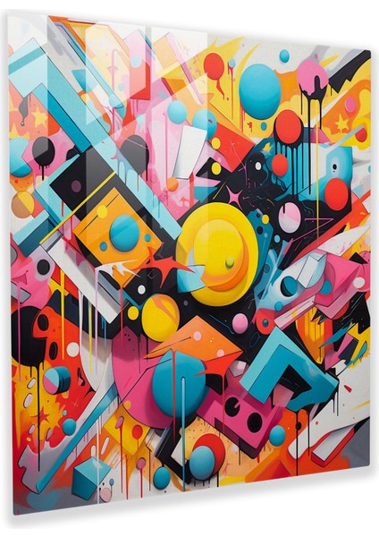 Dope Sokak Sanatı Cam Baskı - Uyuşturucu, Cam Duvar Sanatı, Renkli, Şekiller, 30X30