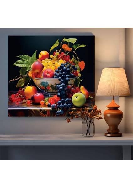 Klasik Natürmort Duvar Tablosu - Taze Meyve Kasesi - Klasik, Kanvas, Klasik, Duvar Süslemesi, 30X30