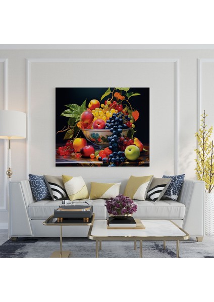 Klasik Natürmort Duvar Tablosu - Taze Meyve Kasesi - Klasik, Kanvas, Klasik, Duvar Süslemesi, 30X30