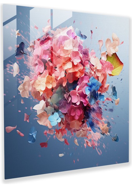 Hydrangea'nın Geometrik Füzyon Cam Baskı - Ortanca, Çağdaş, Doğa, Ortanca, 30X30