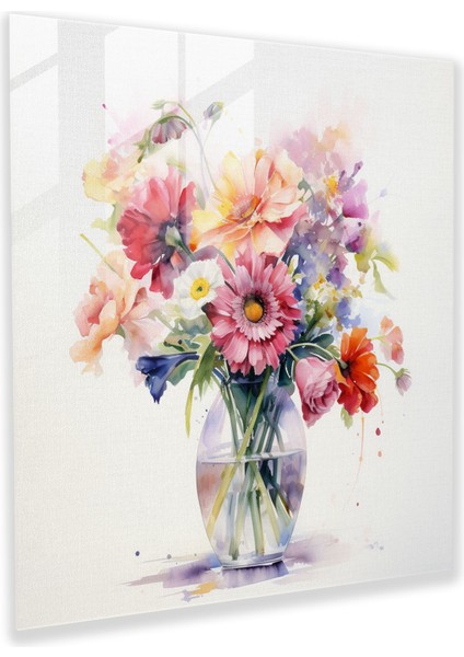 Klasik Çiçek Cam Baskı - Klasik, Duvar Dekorasyonu, Canlı Çiçekler, Cam Duvar Sanatı, 30X30