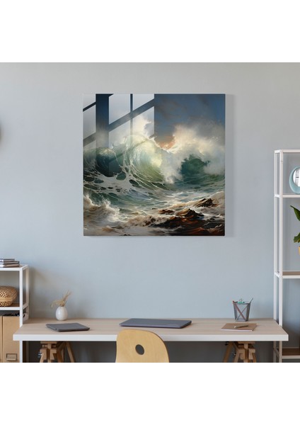 Klasik Deniz Manzarası Dalgalar Cam Baskı - Klasik, Ev Dekorasyonu, Cam Baskı, Modern Sanat, 30X30 fiyatları