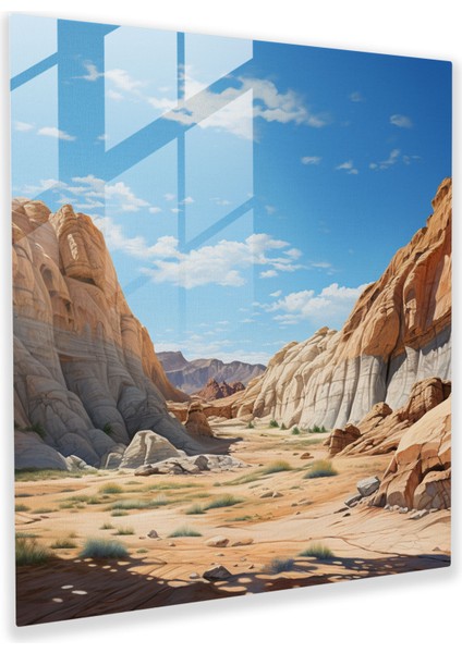 Çöl Ufuk Cam Baskı - Çöl, Duvar Dekorasyonu, Fotogerçekçi Sanat Çalışması, Cam Baskı, 30X30