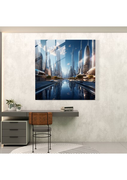 Cool Kentsel Ufuk Cam Baskı - Harika, Modern Kentsel Yaşam, Cam Duvar Sanatı, Cam Baskı, 30X30