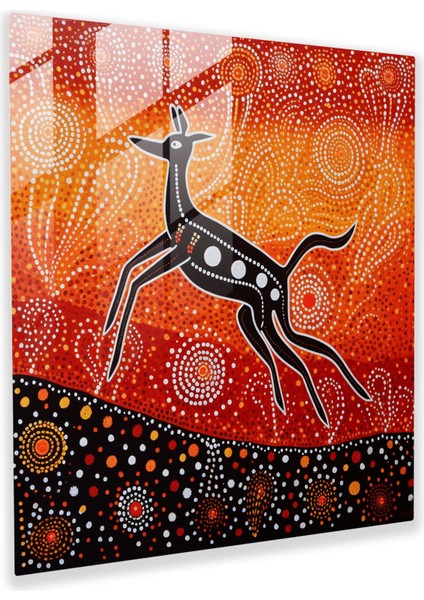 Aborijin Nokta Boyama Cam Baskı - Aborijin, Kültürel Önemi, Ev Dekorasyonu, Cam Baskı, 30X30