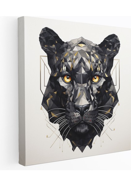 Geometrik Kara Panter Duvar Sanatı - Kara Panter, Geometrik Tasarım, Duvar Sanatı, Çeşitli Şekiller, 30X30