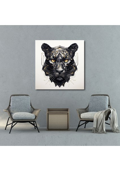 Geometrik Kara Panter Duvar Sanatı - Kara Panter, Geometrik Tasarım, Duvar Sanatı, Çeşitli Şekiller, 30X30 fiyatları