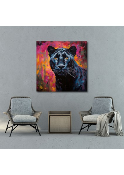 Rüya Gibi Kara Panter Kanvas Tablo - Kara Panter, Empresyonist Tablo, Kanvas Tablo, Duvar Dekorasyonu, 30X30 modelleri