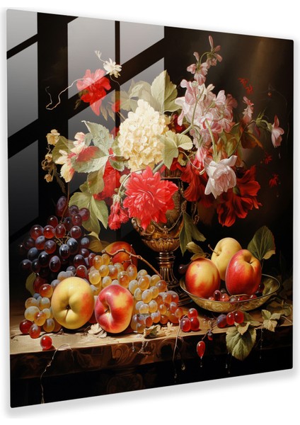 Klasik Natürmort Cam Baskı - Klasik, Modern Sanat, Bolluk, Güzellik, 30X30