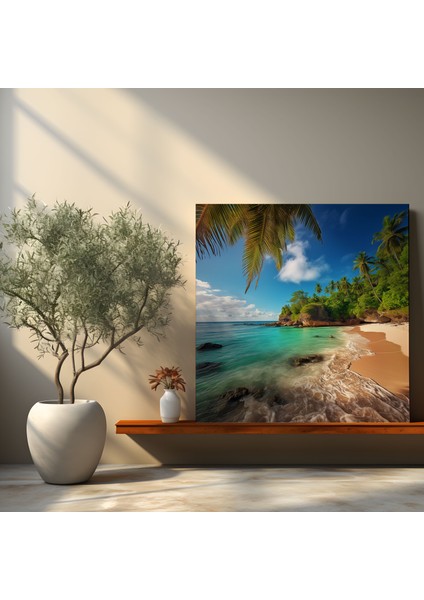 Tenha Plaj Kanvas Tablo - Tropikal Cennet Tablosu - Plaj, Tropikal, Kanvas Tablo, Duvar Tablosu, 30X30 fiyatları
