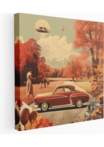 Sonbahar Duvar Dekorasyonu - Retro Vintage Fotoğraf Kanvas Tablo - Sonbahar, Poster Tasarımı, Nostaljik Cazibe, Kanvas Tablo, 30X30