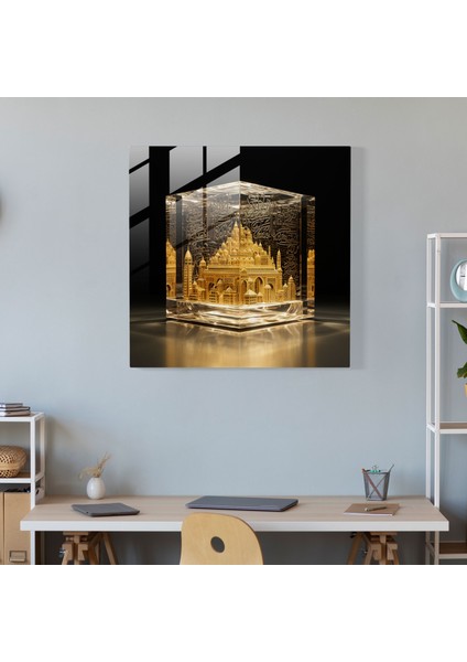 Kabe Islam Hat Sanatı Cam Baskı - Kabe, Ev Dekorasyonu, Cam Duvar Sanatı, Maneviyat, 30X30