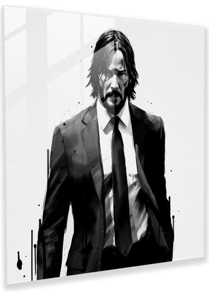 John Wick Minimalist Cam Baskı - John Wick, Ev Dekorasyonu, Cam Baskı, Modern Sanat, 30X30