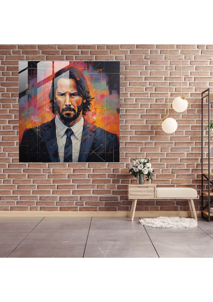 Geometrik John Wick Cam Baskı - John Wick, Cam Duvar Sanatı, Duvar Dekorasyonu, Modern Sanat, 30X30