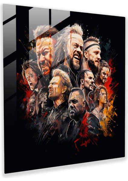 Metallica Portre Kolajı Cam Baskı - Metallica, Cam Baskı, Cam Sanatı, Modern Sanat, 30X30