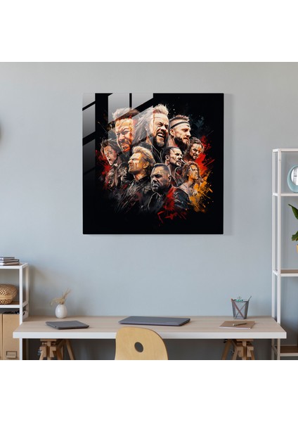 Metallica Portre Kolajı Cam Baskı - Metallica, Cam Baskı, Cam Sanatı, Modern Sanat, 30X30