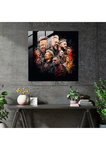 Metallica Portre Kolajı Cam Baskı - Metallica, Cam Baskı, Cam Sanatı, Modern Sanat, 30X30