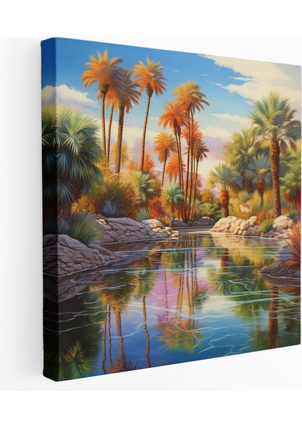 Lush Desert Oasis Kanvas Tablo - Çöl, Desert Oasis, Kanvas Tablo, Ev Dekorasyonu, 30X30