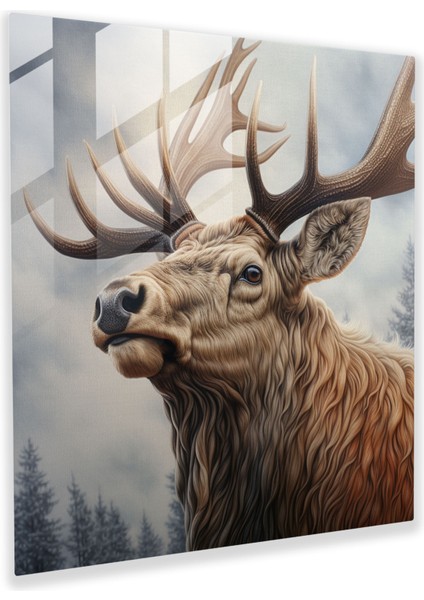 Görkemli Karşılaşma Elk Cam Baskı - Elk, Modern Sanat, Doğa, Yakın Çekim, 30X30
