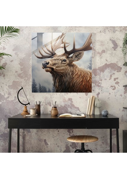 Görkemli Karşılaşma Elk Cam Baskı - Elk, Modern Sanat, Doğa, Yakın Çekim, 30X30