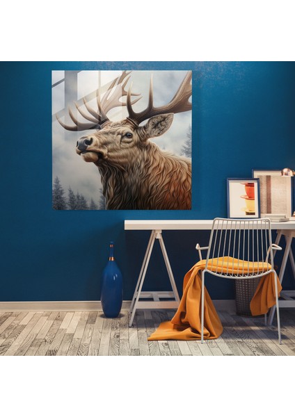 Görkemli Karşılaşma Elk Cam Baskı - Elk, Modern Sanat, Doğa, Yakın Çekim, 30X30
