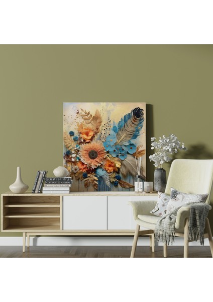 Botanik Tüy Kanvas Tablo - Tüy, Botanik Elementler, Kanvas Tablo, Duvar Dekorasyonu, 30X30 fiyatları