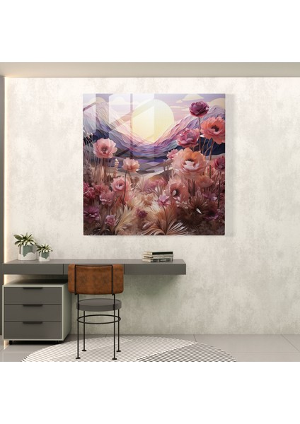 Rüya Gibi Kuru Çiçek Cam Baskı - Kuru Çiçek, Duvar Süslemesi, Hayal Gücü, Gerçeküstü, 30X30