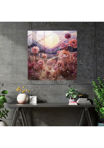Rüya Gibi Kuru Çiçek Cam Baskı - Kuru Çiçek, Duvar Süslemesi, Hayal Gücü, Gerçeküstü, 30X30