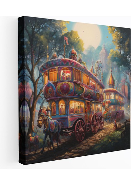 Kaprisli Sirk Karavanı Kanvas Tablo - Karavan, Neşe, Empresyonist Sanat Eseri, Kaprisli, 30X30