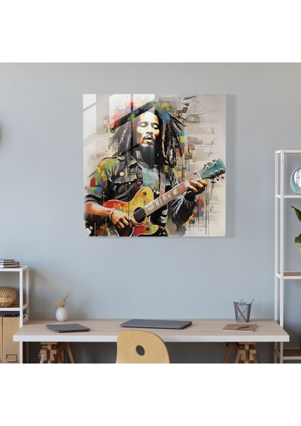 Bob Marley Şarkı Sözleri Glass Print - Bob Marley, Ev Dekorasyonu, Şarkı Sözleri, Cam Sanatı, 30X30 modelleri