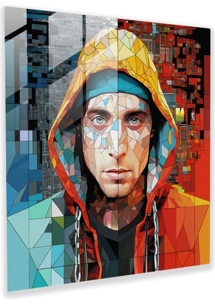 Eminem Cam Baskı - Eminem, Kolaj, Sanatsal, Cam Baskı, 30X30