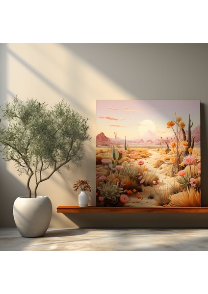 Çöl Kır Çiçekleri Kanvas Tablo - Çöl, Çöl Duvar Süslemesi, Kanvas Tablo, Çöl Kanvas Tablo, 30X30