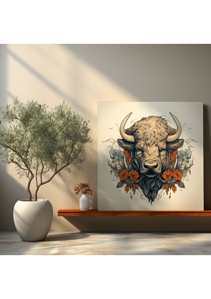 Vintage Buffalo Duvar Dekorasyonu - Karmaşık Illüstrasyon - Buffalo, Duvar Sanatı, Vintage, Buffalo, 30X30 modelleri