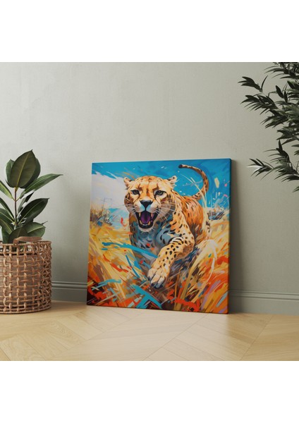 Çita Kanvas Tablo - Soyut Çita Tablosu - Çita, Duvar Sanatı, Ev Dekorasyonu, Duvar Dekorasyonu, 30X30