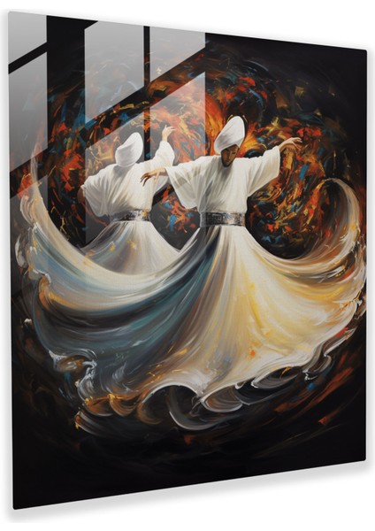 Dini Tasvir Cam Baskı - Dinamik Semazenler - Dini Tasvir, Dini Tasvir, Ev Dekorasyonu, Manevi Adanmışlık, 30x30
