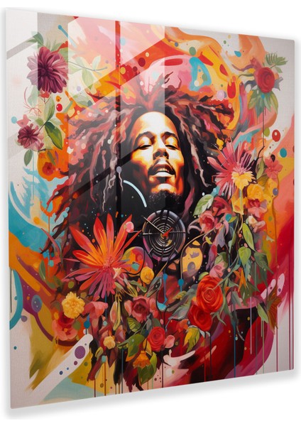 Bob Marley Cam Baskı - Bob Marley, Cam Duvar Sanatı, Cam Sanatı, Reggae Vibes, 30X30