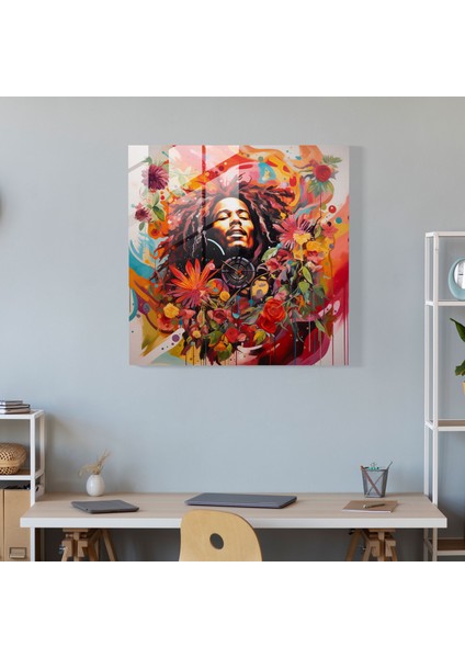 Bob Marley Cam Baskı - Bob Marley, Cam Duvar Sanatı, Cam Sanatı, Reggae Vibes, 30X30 fiyatları