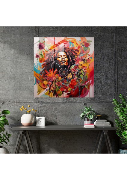 Bob Marley Cam Baskı - Bob Marley, Cam Duvar Sanatı, Cam Sanatı, Reggae Vibes, 30X30 modelleri