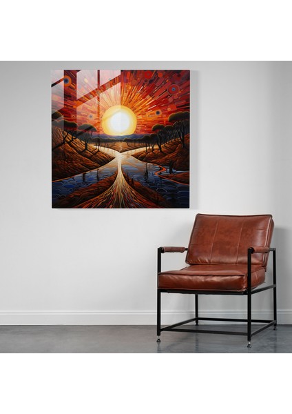 Aborijin Gün Batımı Cam Baskı - Aborijin, Kalın Fırça Darbeleri, Çağdaş Sanat Eseri, Kutsal Toprak, 30X30 modelleri