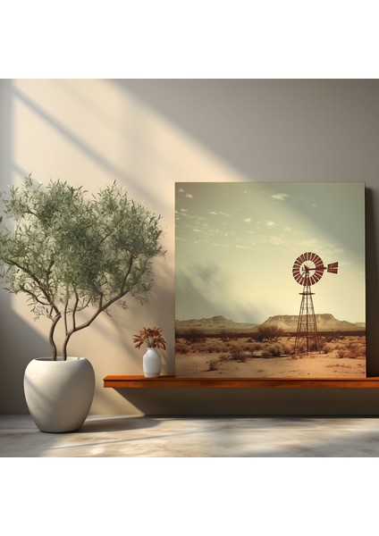 Çöl Kanvas Tablo - Vintage Çöl Yel Değirmeni - Çöl, Kanvas Tablo, Yüksek Kalite, Fotoğraf, 30X30 fiyatları
