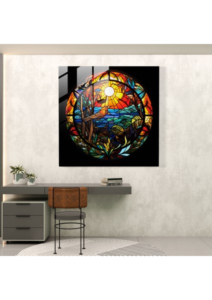 Aborijinlerden Esinlenen Vitray Baskı - Aborijin, Ev Dekorasyonu, Modern Sanat, Duvar Dekorasyonu, 30X30 fiyatları