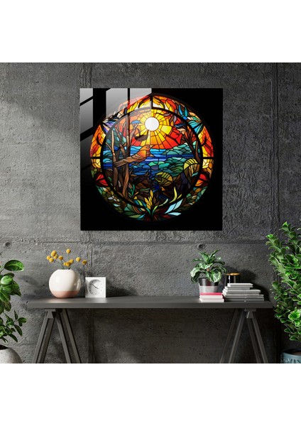 Aborijinlerden Esinlenen Vitray Baskı - Aborijin, Ev Dekorasyonu, Modern Sanat, Duvar Dekorasyonu, 30X30 modelleri