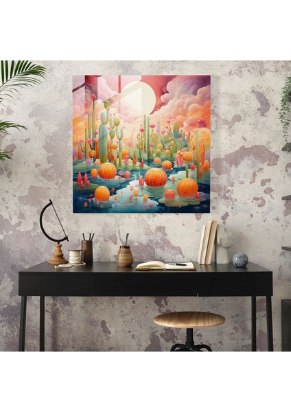 Kaktüs Rüyası Cam Baskı - Kaktüs, Yüzen, Rüya Gibi Atmosfer, Kaktüs, 30X30 fiyatları