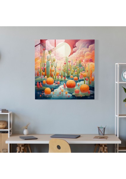 Kaktüs Rüyası Cam Baskı - Kaktüs, Yüzen, Rüya Gibi Atmosfer, Kaktüs, 30X30 modelleri