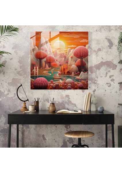 Funky Dreamscape Cam Baskı - Funky, Tuhaf Unsurlar, Ev Dekorasyonu, Cam Duvar Sanatı, 30X30 fiyatları