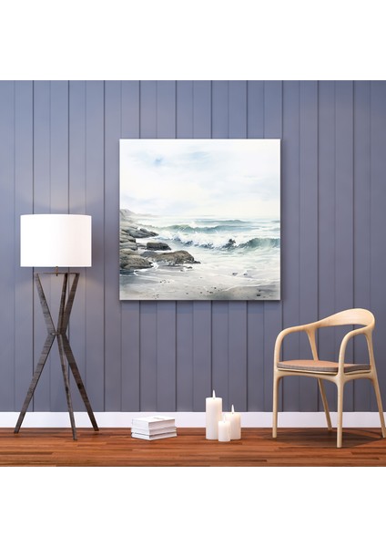 Gri Deniz Manzarası Duvar Tablosu - Gri, Kanvas, Duvar Dekorasyonu, Ev Dekorasyonu, 30X30 modelleri