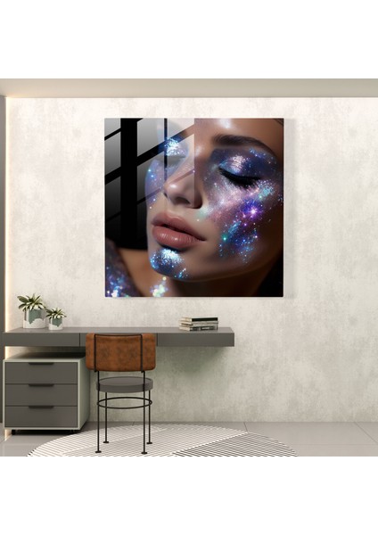 Parıltılı Galaxy Cam Duvar Sanatı - Parıltılı, Göksel Harikalar, Evren, Holografik, 30X30 modelleri
