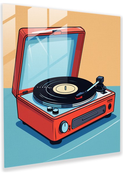 Dope Vinyl Harmony - Pop Art Cam Baskı - Dope, Vintage, Duvar Dekorasyonu, Retro Renkler, 30X30