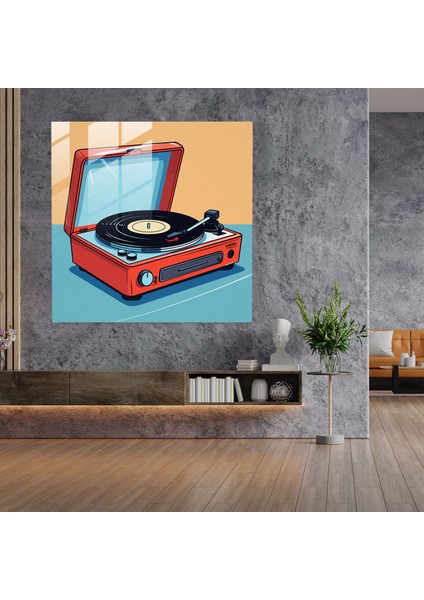 Dope Vinyl Harmony - Pop Art Cam Baskı - Dope, Vintage, Duvar Dekorasyonu, Retro Renkler, 30X30